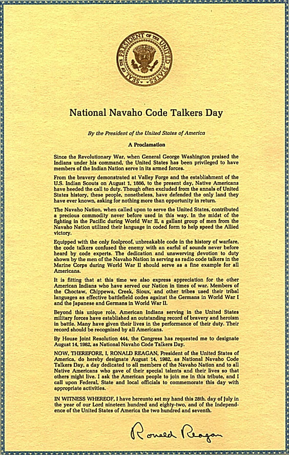 FReeper Canteen August 14th, National Navajo Code Talkers Day 15